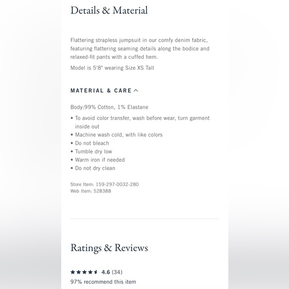 Abercrombie & Fitch • Strapless Denim Jumpsuit (L) *NWT* - Picture 11 of 11